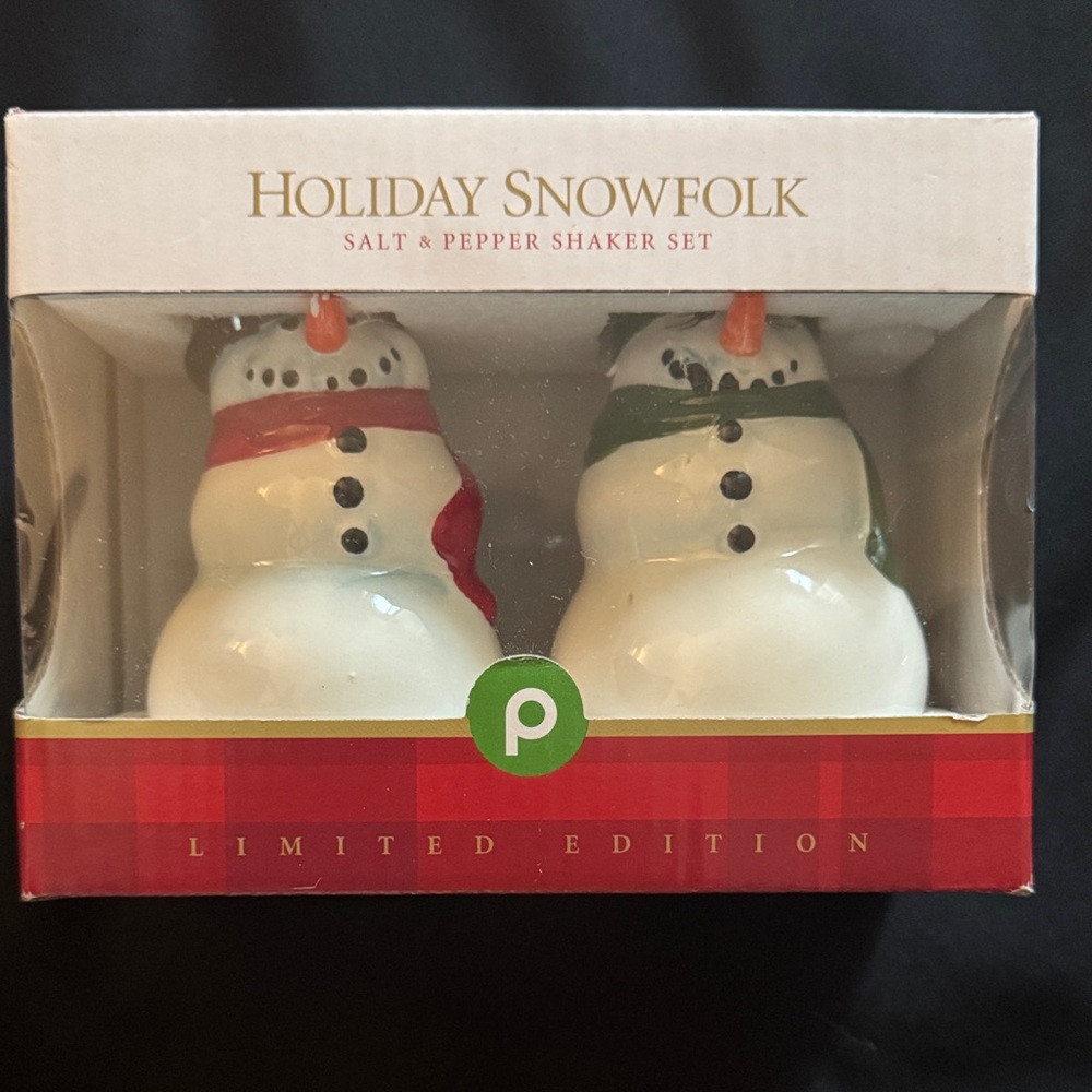 Vintage Publix Holiday Snowfolk Limited Edition Snowman Salt & Pepper Shakers
